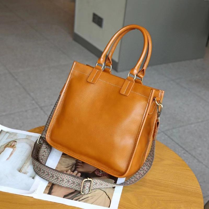Top Layer Cowhide Handbag Vegetated Leather Crossbody Bag Vintage Genuine Leather Women's Bag Tote Bag