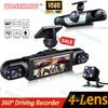 360° Car Dash Cam 4 Channels Video Recorder 1080P Car DVR 3/4 Lens Front Inside Rear View Night Vision Camera Car Accessories