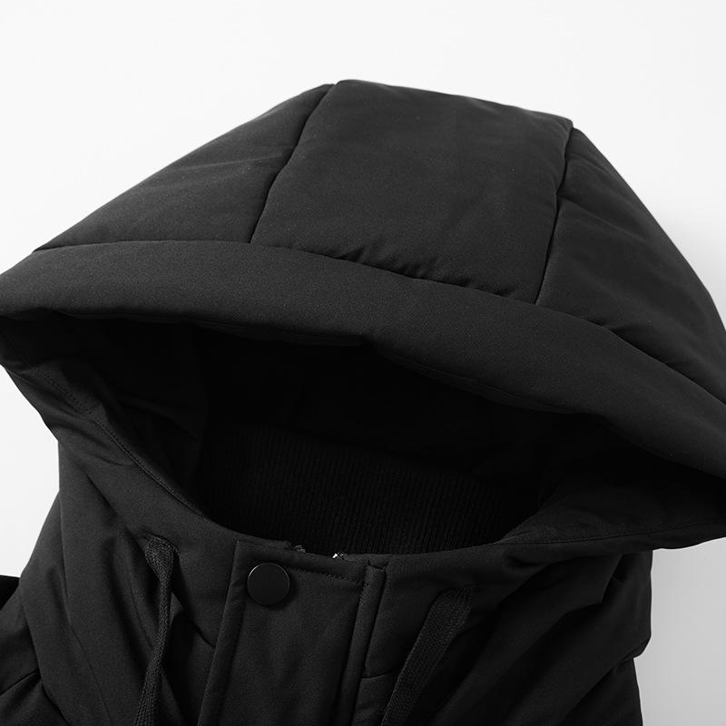 Down Jacket Men's New Winter Hooded Simple and Versatile Warm and Cold Casual Fashion Solid Color Stand Collar Jacket