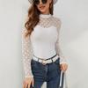 New Autumn Mesh Dot Splicing Women's Long-sleeved Tops with Small Stand-up Collar Pullovers To Make Them Look Slim and Versatile