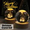 Christmas 3D Crystal Ball Night Lamp USB Santa Claus Engraved Glass Light Wooden Base Xmas Decor Gift for Home Office Desktop