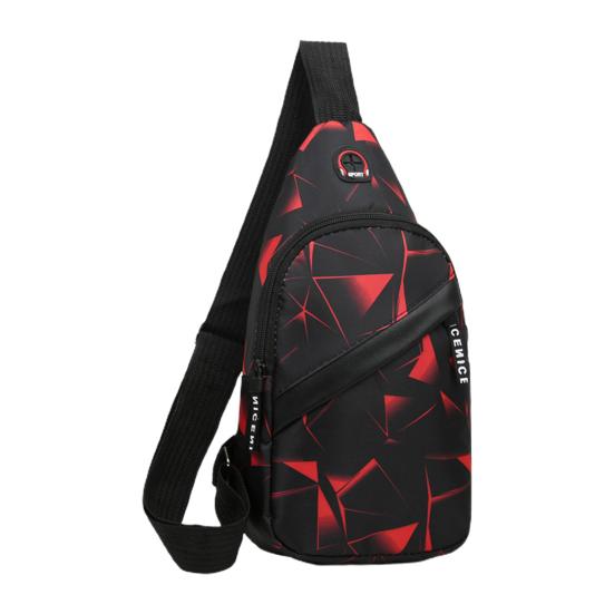 Men Crossbody Bag Geometric Print Portable Adjustable Strap Casual Oxford Cloth Sports