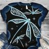 Oil Painting Flower Printed Summer Women T Shirt Casual O-Neck Short Sleeve Tops Tee Ladies Dragonfly Loose Streetwear Tops