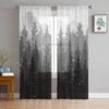 Autumn Forest Tree Black White Curtain Tulle Decorative Sheer Curtains for Living Room Bedroom Kitchen Hotel Window Panels