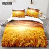 Golden Wheat Field Duvet Cover Set Microfiber Wheat Harvest Themed Quilt Cover for Adult Twin King Size Nordic Style Bedding Set