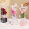 Pack Of 10 Clear PVC Flower Boxes Clear Bouquet Bags With Handles For Single Rose Display And Gift Packaging