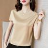 Women's Silk Round Neck Short-Sleeve Loose-Fit T-Shirt