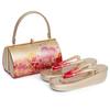 Zori Sandals and Bag Set for Zori Japanese Set Type for Women [KYOETSU] Coming-of-age Ceremonies, Furisode, Two-tiered Sandals, Fabric, Two-piece