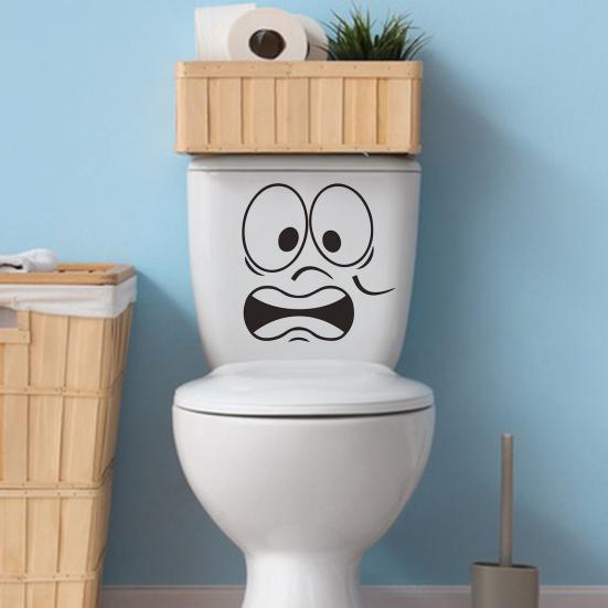 Scared Expression Toilet Sticker Waterproof Removable Self-adhesive PVC Living Room Bathroom Wall