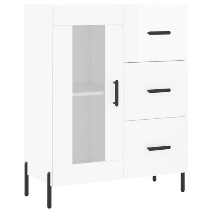 VidaXL Buffet High-Gloss White 69.5x34x90 Cm Engineered Wood 828054