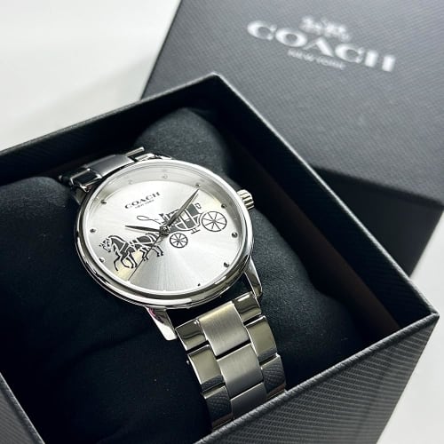 Coach Women's Grand Stainless Steel Bracelet Watch, Silver, 14503074