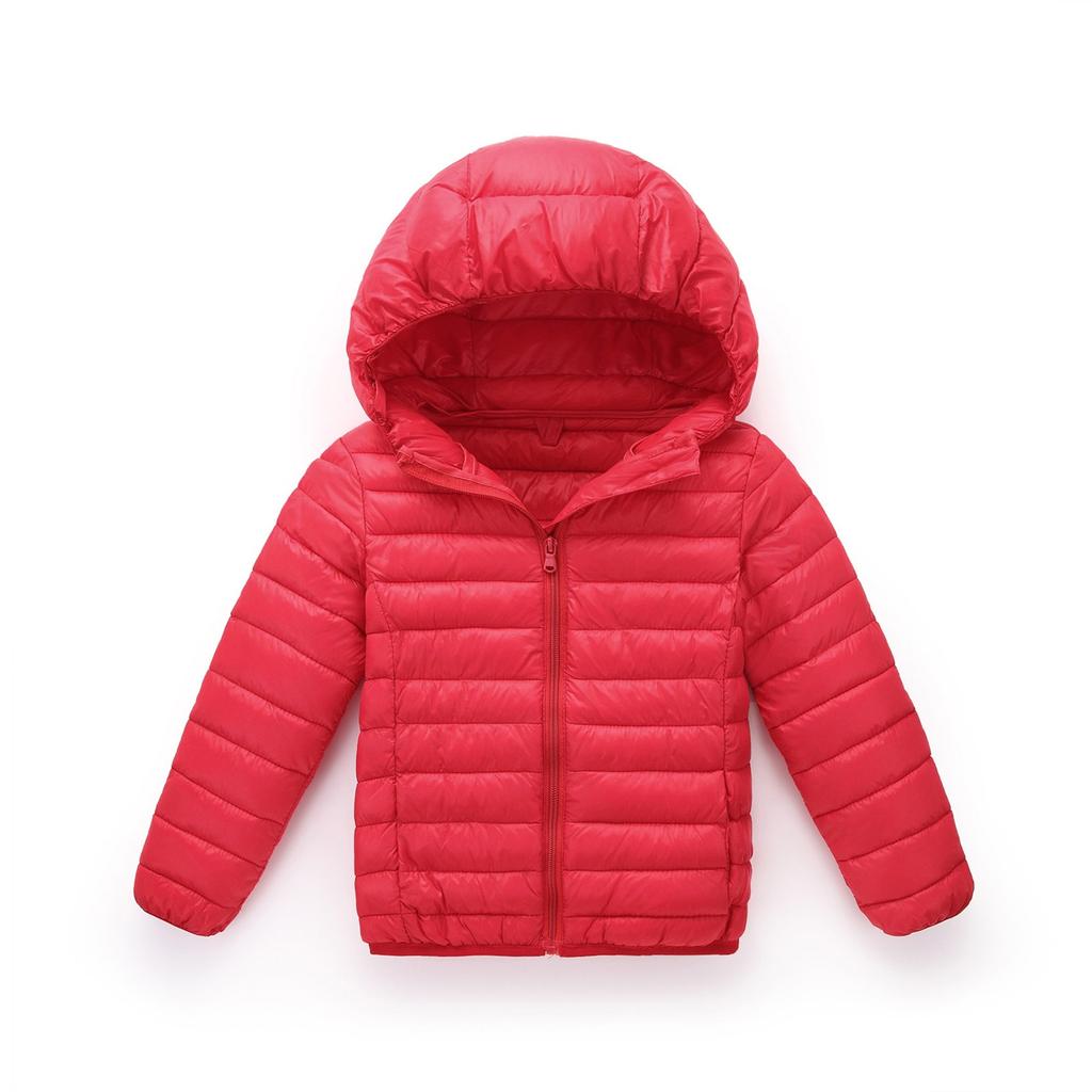 Children's Solid Color Down Jackets Boys And Girls Hooded Light Thin Warm Cotton Jackets