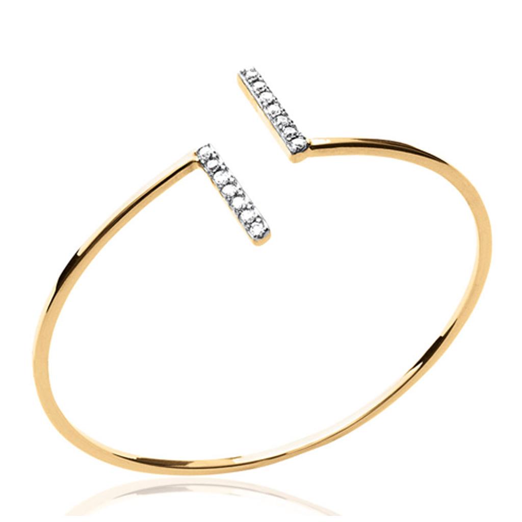 Les Trésors De Lily [N2887] - Open Gold Plated Bracelet 'Sissi' White Gold - 58 Mm 14x1. 2mm