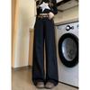 Black Wide Leg Jeans Women New Chubby Girl Plus Size Loose High Waist Cover Slimming All-Match Straight Mop Pants