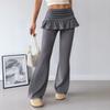 New Autumn Solid Color Hot Girl Ballet Fake Two-piece Flared Pants Casual Pants for Women