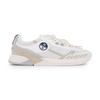 Men's White Slip-On Fabric Sneakers with Blue Logo
