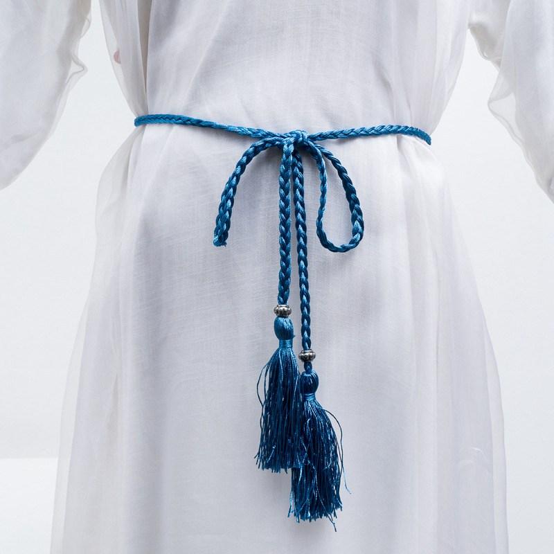 Women's Belt Woven Tassel Waist Strap Student Belt Thin Waist Chain Bow Rope Skirt Knotted Decorative Korean Style