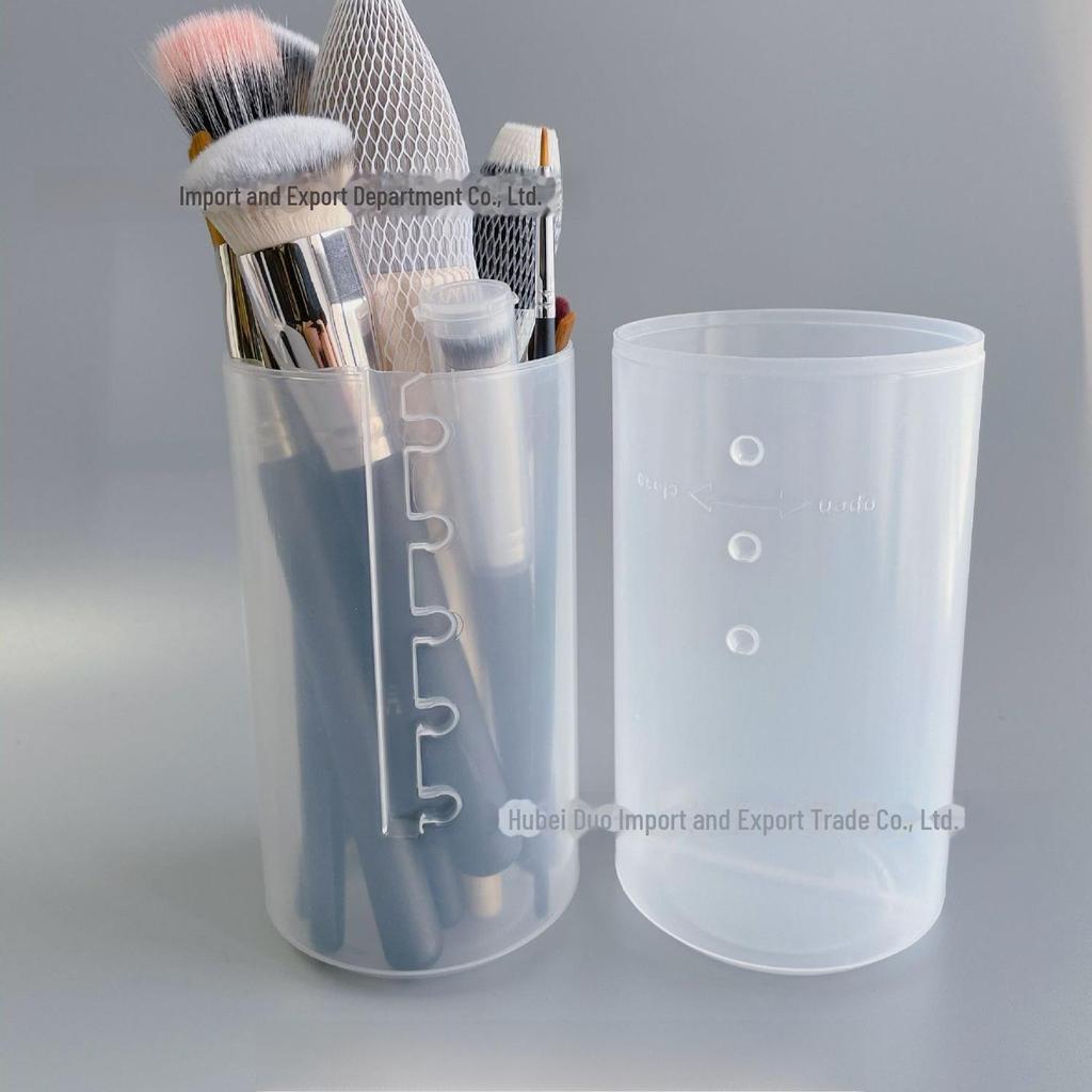 Clear Modern Retractable Storage Bucket with Dustproof Cover - Makeup Brush and Pen Holder