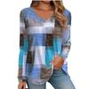 Womens Long Sleeve Tops V Neck Shirts Casual 3D Flower Print Basic Trendy Tee Blouses Fall Tunic Outfits Fitted T Shirts