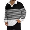 Men's Casual Fashion Printed Lapel Long-sleeved Knitted Bottoming Shirt Top