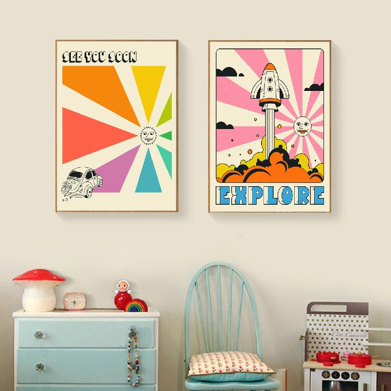 Nordic Solar System Space Shuttle Astronaut Toy Wall Art Canvas Painting Posters And Prints Wall Pictures For Living Room Decor