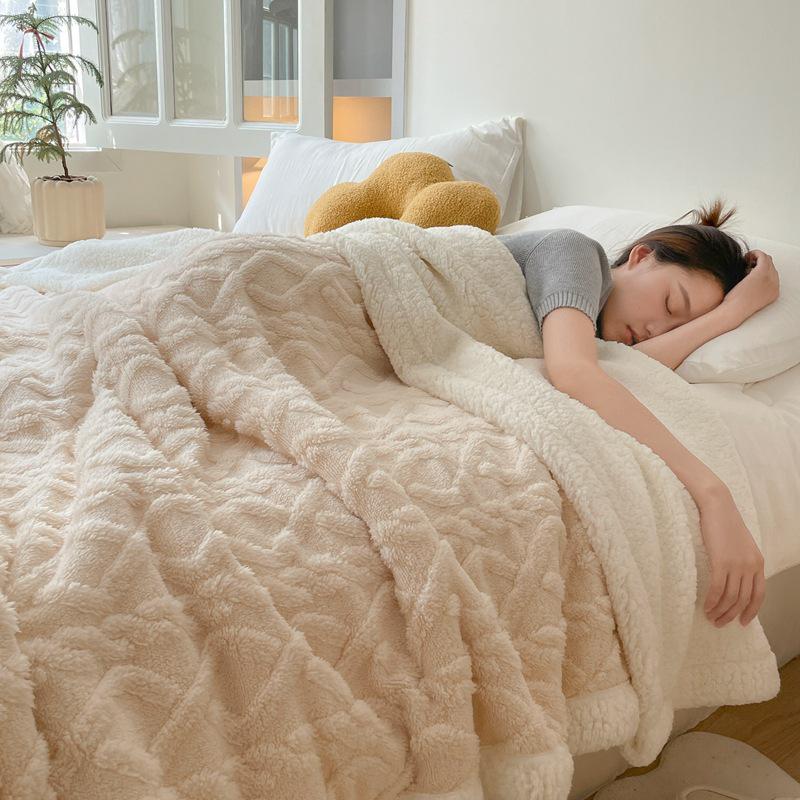 Winter Taf Velvet Double-Layer Coral Fleece Blanket - Lambswool Sofa Throw, Autumn/Winter Quilt