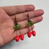 Adornment Punk Exaggerated Red Skull Cherry Leaf Earrings Female Punk Personality