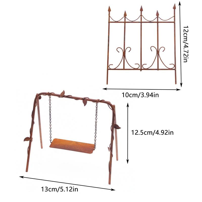 1:12 Dollhouse Miniature Wrought Iron Rust Fence Swing Furniture Home Model Decor Toy Doll House Accessories