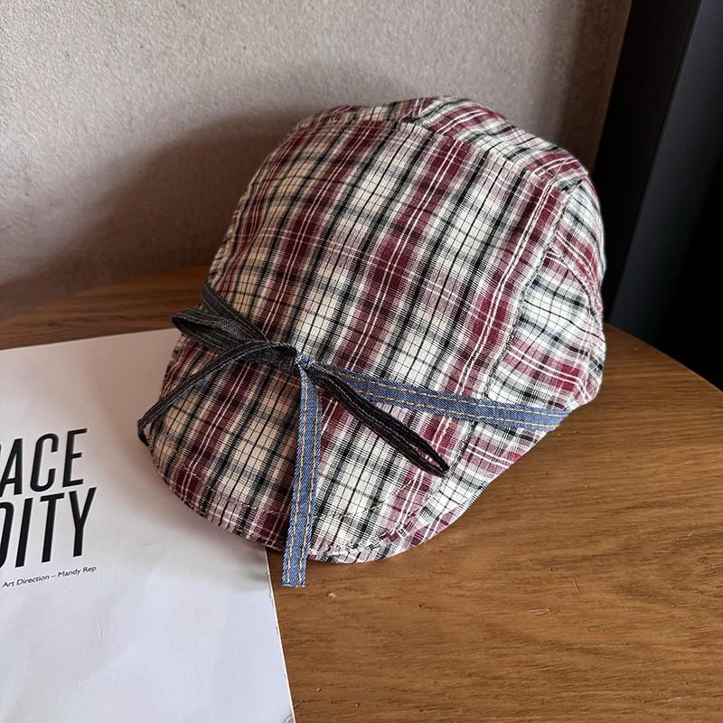 Cap Unique Checkered Women Fashion Beret With Breathable Fabric For Daily Use