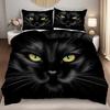 Cartoon Black Cat Pupil 3D Printed Bedding Set Cute Animal Style Luxury Duvet Cover Soft Comfortable Home Polyester Quilt Cover