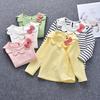 Autumn Baby Girl Long Sleeve T-Shirts Kids Striped Solid Bowknot Design Tops Tees Casual Blouse