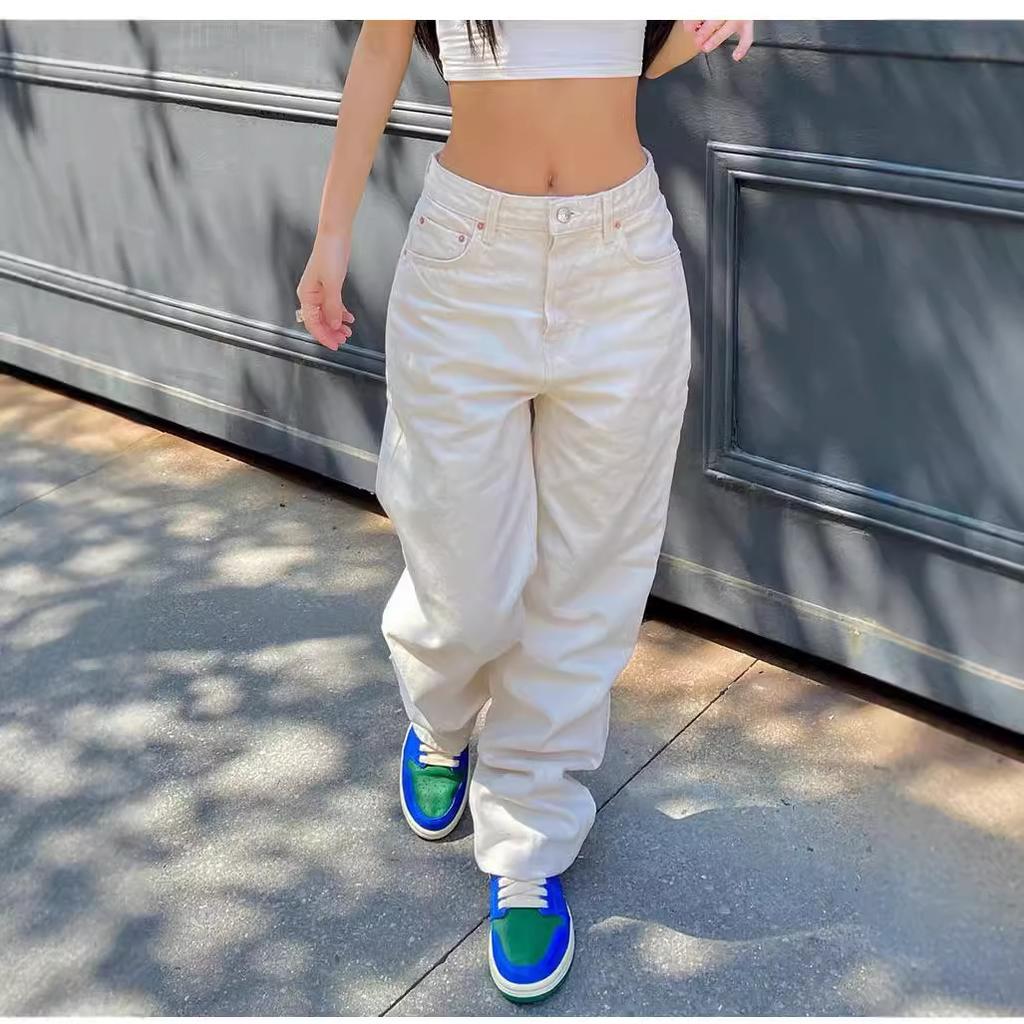 Fashion Casual Jeans Women's Comfortable Straight Spice High Waisted Trousers