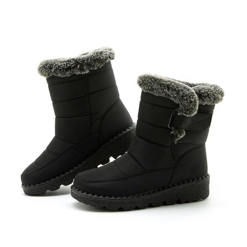 Women Autumn Winter Rabbit Fur High Barrel Warm Velcro Waterproof Snow Boots