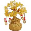 Lucky Feng Shui Citrine Tree of Life Bonsai Crystal with Hanging Coin Charms for Health, Wealth and Happiness Table Decor, Living Room, Office