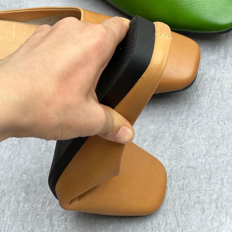 Fashion GKTINOO 2025 Summer New Genuine Leather Soft Sole Flat Slippers Retro Solid Color Versatile Women's Shoes Outside Slides