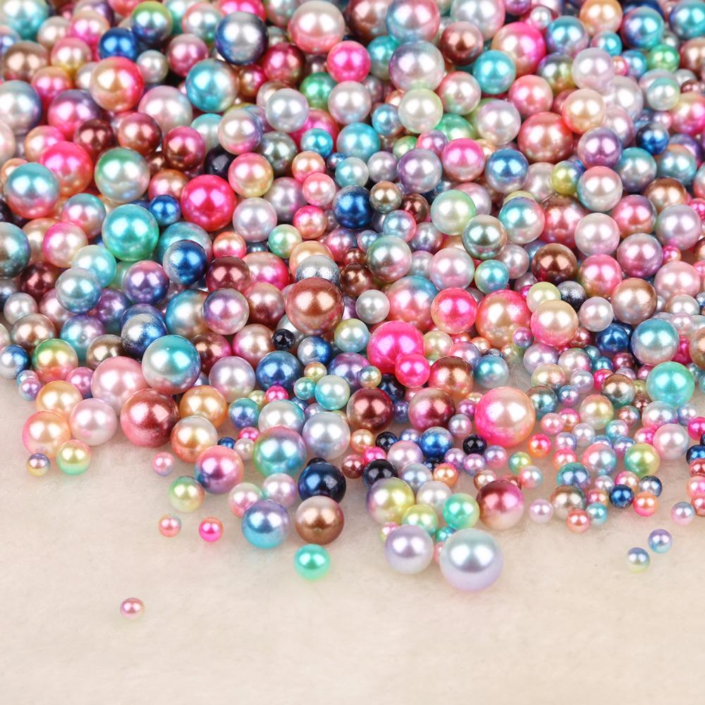 250Pcs/lot Random Mix No Hole ABS Pearl Loose Round Beads for DIY Craft Scrapbook Decoration