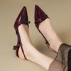 Fashion Women's Sandals Pointed Toe Sandals Patent Leather Mid Heels Ladies Shoes Summer Sexy Casual Shoes Designer Slip On Women Pumps