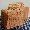 Portable PP Rattan Baskets Picnic Storage Basket Retro Wicker Suitcase Woven Hand Gift Box Sundries Cosmetic Organizer Boxs
