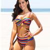 Women's Shoulder Strap Swimsuit Twisted Rainbow Printed Bikini Short Tank Top Swimsuit