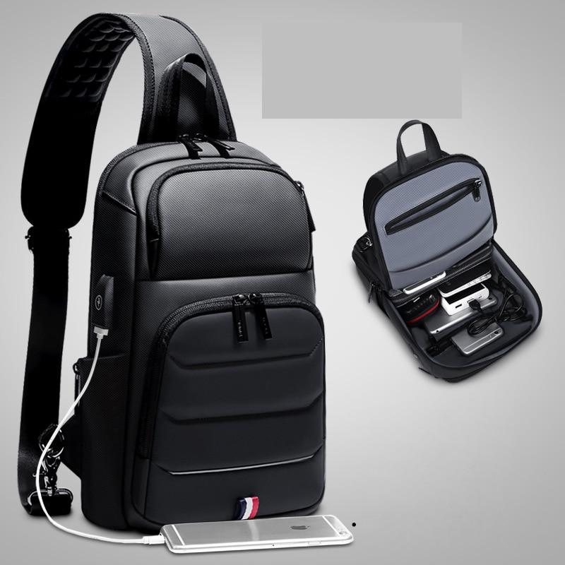Male Crossbody Bags for Fashion Shoulder Bags USB Charging Messenger Sling Bag Chest Bag Oxford Single Shoulder Strap Pack