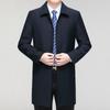 Men's Wool Windbreaker Spring and Autumn Mid-length High-end Wool Coat Middle-aged and Elderly Lapel Casual Leader Coat