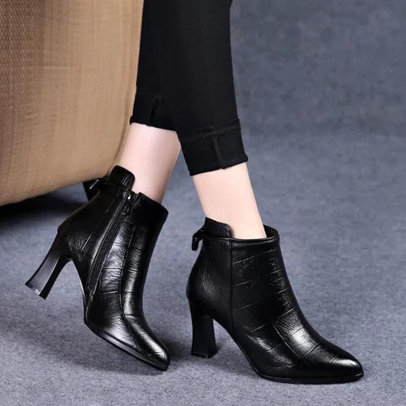 Botas Femininas Women Fashion Sweet High Quality Black Patent Leather Ankle Boots Lady Classic Comfort Autumn Party Shoes A57