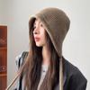 Hats for Women Fashionable Versatile Knitted Wool Hat  Solid Color  Versatile Rabbit Hair Warm Ear Protection Hat Big Head Circumference Cold Hat