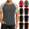 Men's Round Neck Contrast Color Raglan Short Sleeve Top T-shirt