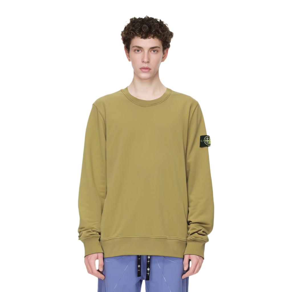 STONE ISLAND Garment Dyed Fleece Sweatshirt Dark Beige Men Tops Tan 101563051-V0098