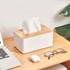 Пластиковая коробка для салфеток с деревянной крышкой, квадратный держатель для салфеток, контейнер для диспенсера влажных салфеток, чехол, современный домашний органайзер для автомобиля