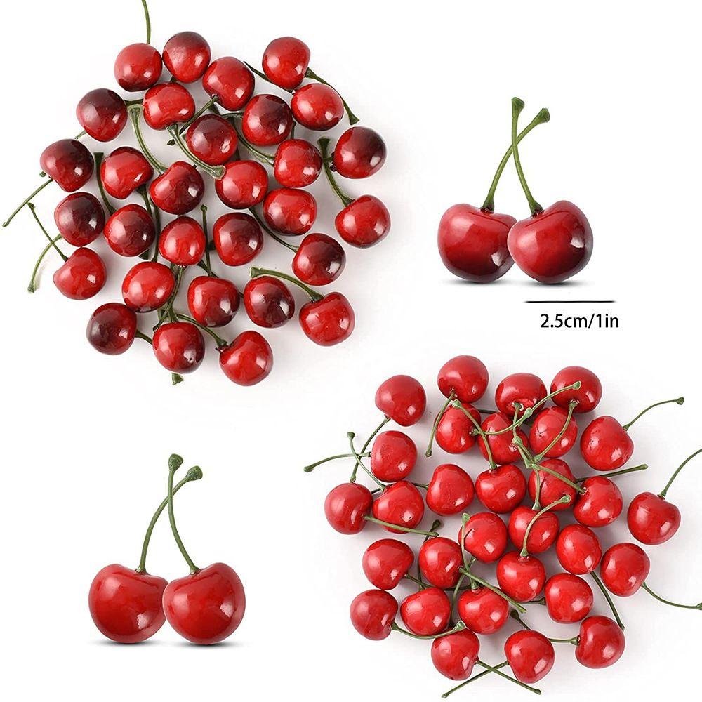 Mini Fruit Ornament Food Crafts Faux Cherry Fruit Model Red Cherries Artificial Cherries
