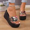 High Quality Women's High Heel Slippers Fashion Print Platform Sandals Outdoor Beach Wedges Shoes Casual Summer Slippers Women