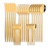 30pcs Gold Dinnerware Set Stainless Steel Cutlery Set Steak Knife Fork Coffee Spoon Flatware Cake Fork Teaspoon Silverware Western Kitchen Tableware