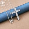 925 Sterling Silver AAA Zircon Cross Pendant Necklace Jewelry